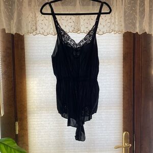 Vintage Black Lace Bodysuit Teddy